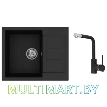 Кухонная мойка Aquasanita Tesa SQT 102+Forte 5553 601 black metallic